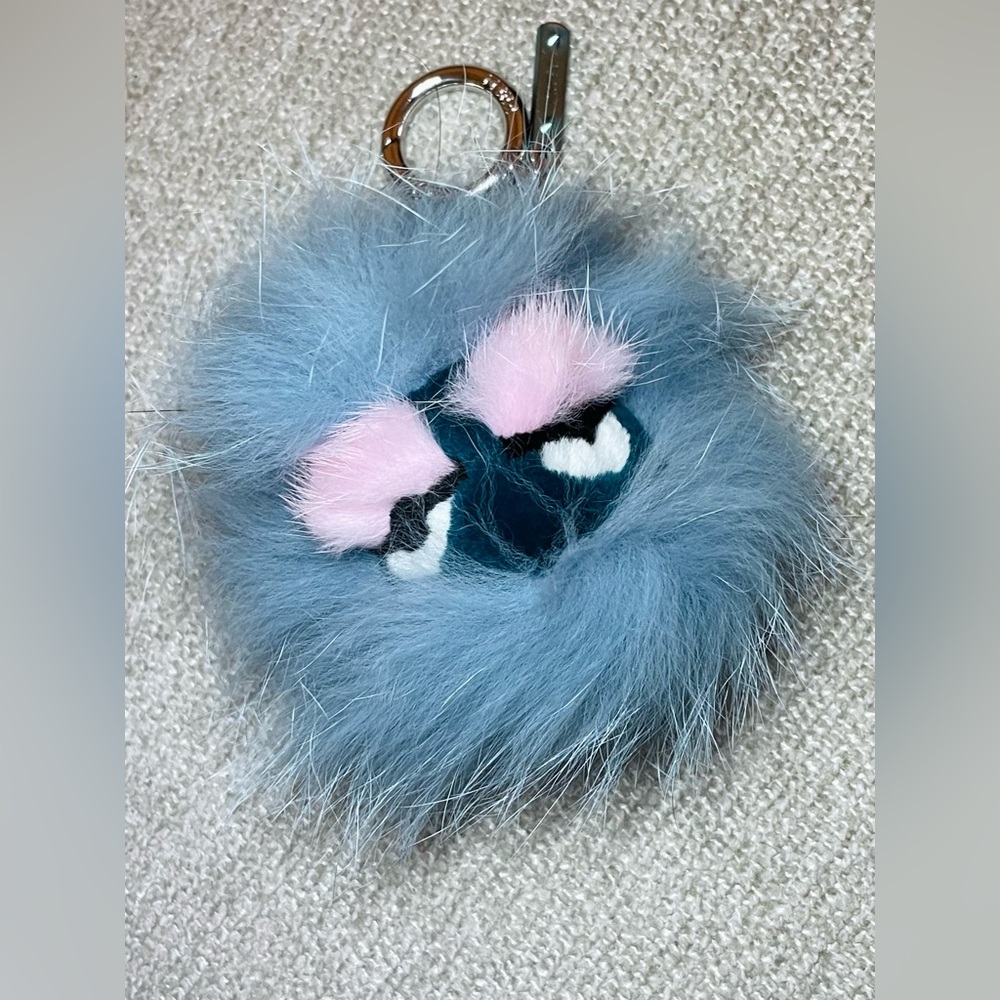 Fendi Bag Bugs blue lagoon rabbit fur purse monster charm new in box full set